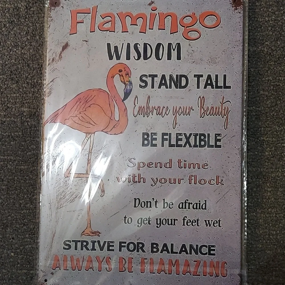 Flamingo Metal Sign 8x12
